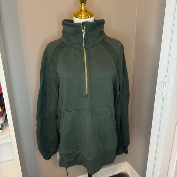 lululemon athletica Tops - Lululemon Medium Forest Longline Funnel Neck Scuba Half Zip